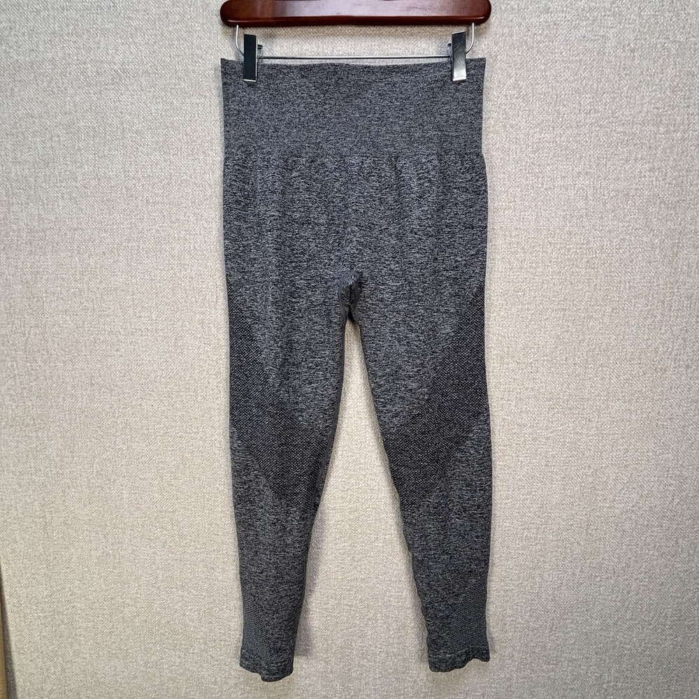 Gray Seamless High Waisted Wide Band Mesh Panel Athletic Leggings Size Small